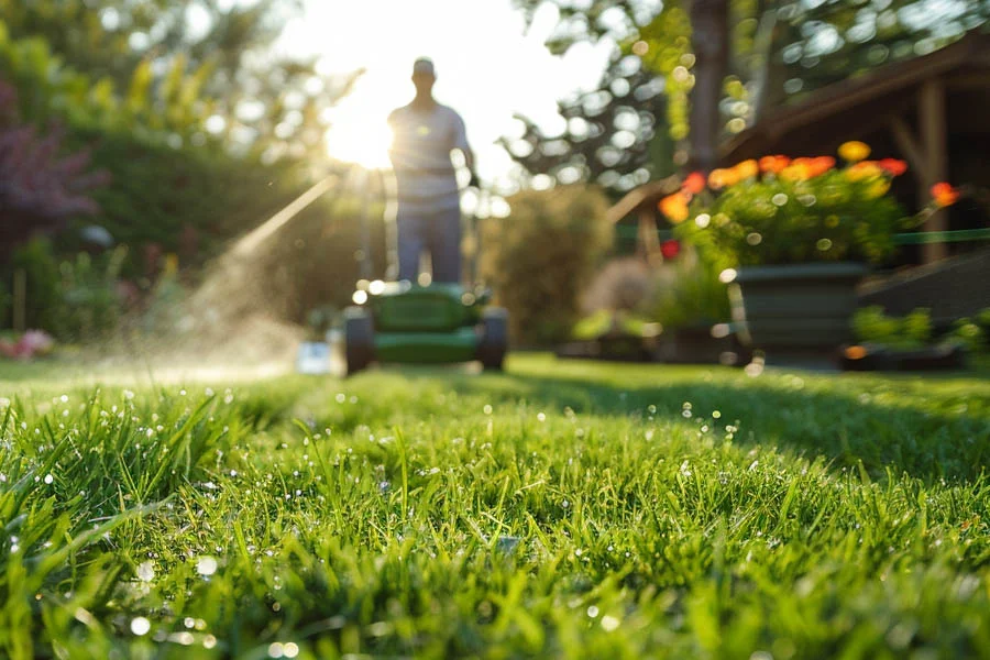 green electric lawn mower